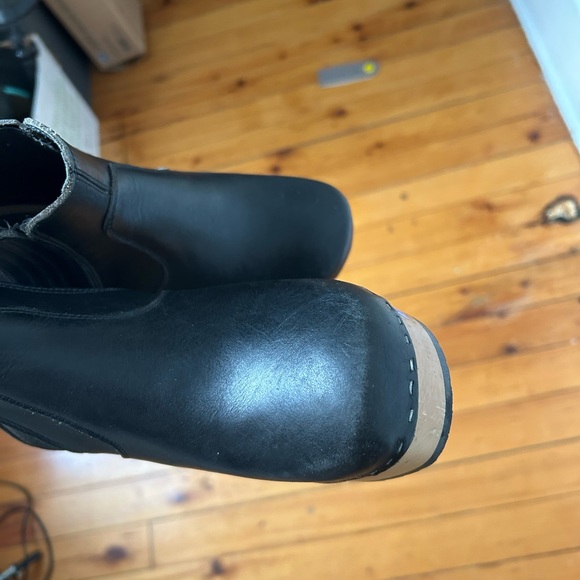 Swedish Hasbeens Chelsea Plateau Boot Booties black leather size 38 - Picture 6 of 7